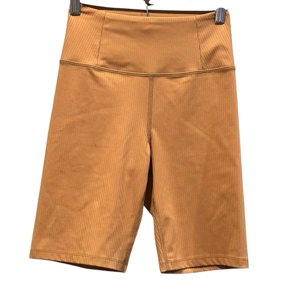 Girlfriend Collective Rib High-Rise Bike Short Toffee Women's Size XS - Picture 1 of 6